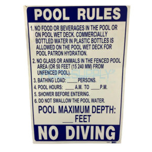 POOL SIGN – POOL RULES 24″X24″